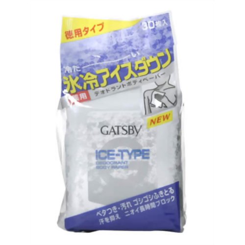 【汗　ニオイ　臭い　対策】 ギャツビー アイスデオドラント ボディペーパー アイスシトラス 徳用 30枚